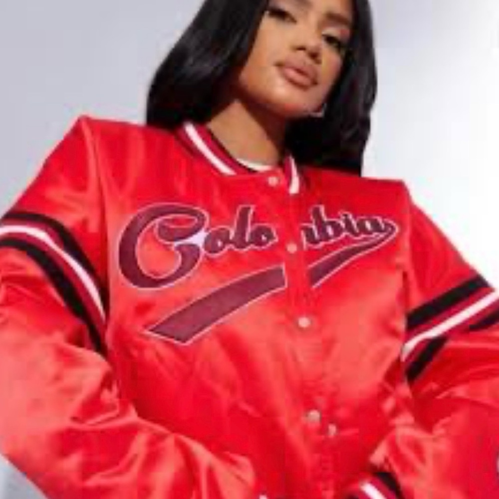 PrettyLittleThing Columbia Red Varsity Jacket